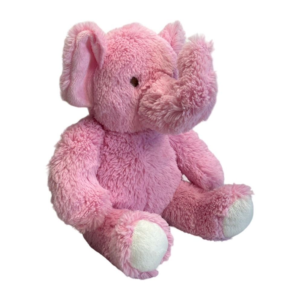 Beansprout Soft Pink Elephant 12" Plush Toy Embroidered Eyes